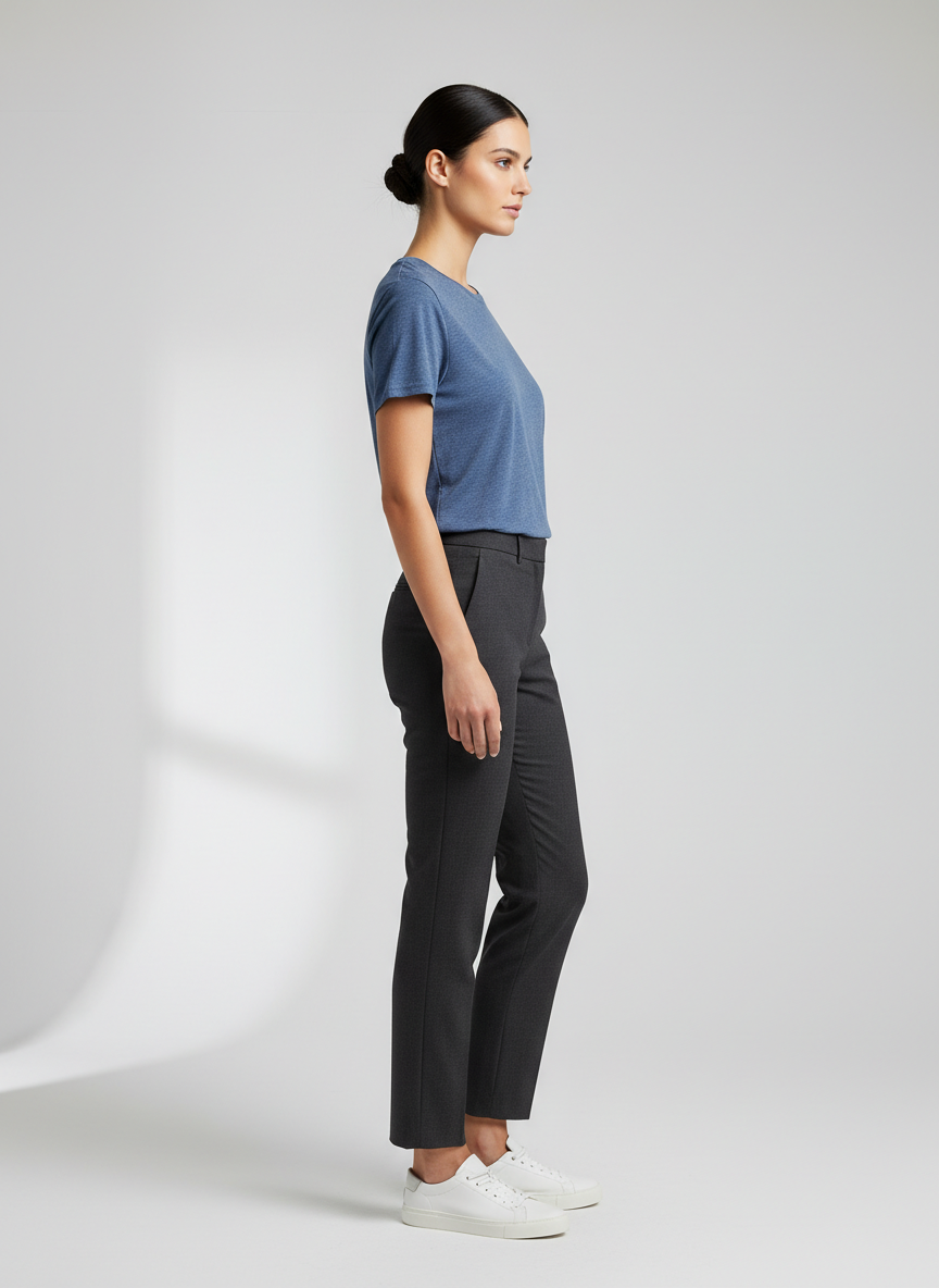 Women's Everyday Essential Crew Neck T-Shirt-Heather Navy