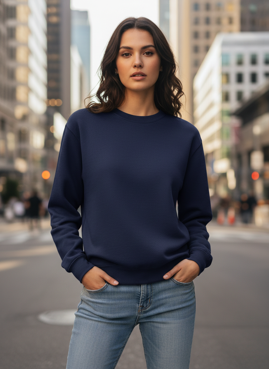 Women’s Classic Crewneck Sweatshirt in Navy