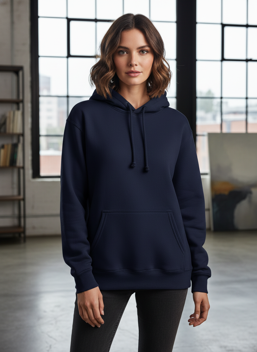 Classic Comfort Pullover Hoodie-Navy