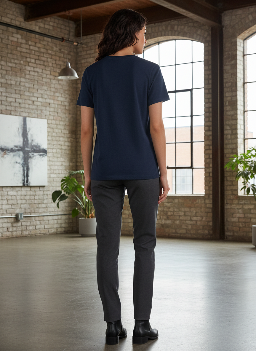Women's Everyday Essential Crew Neck T-Shirt-Navy