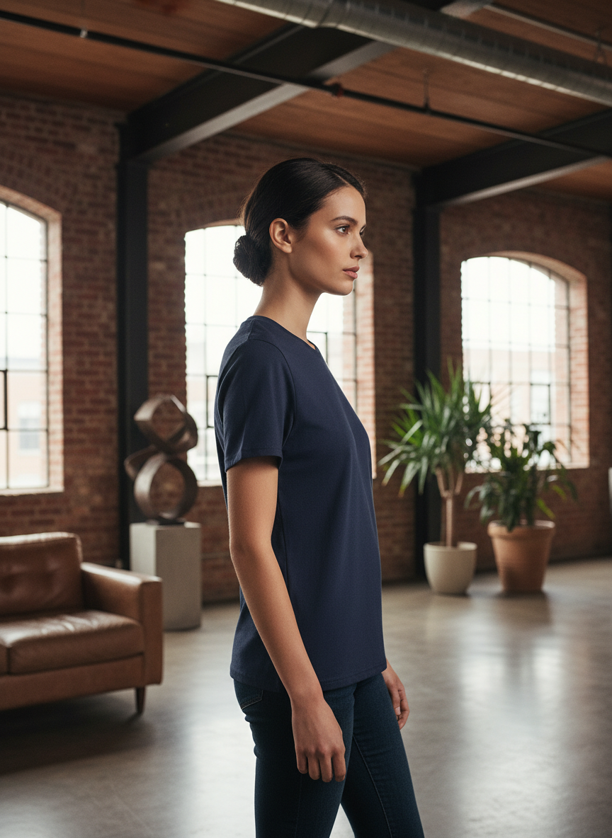 Women's Everyday Essential Crew Neck T-Shirt-Navy