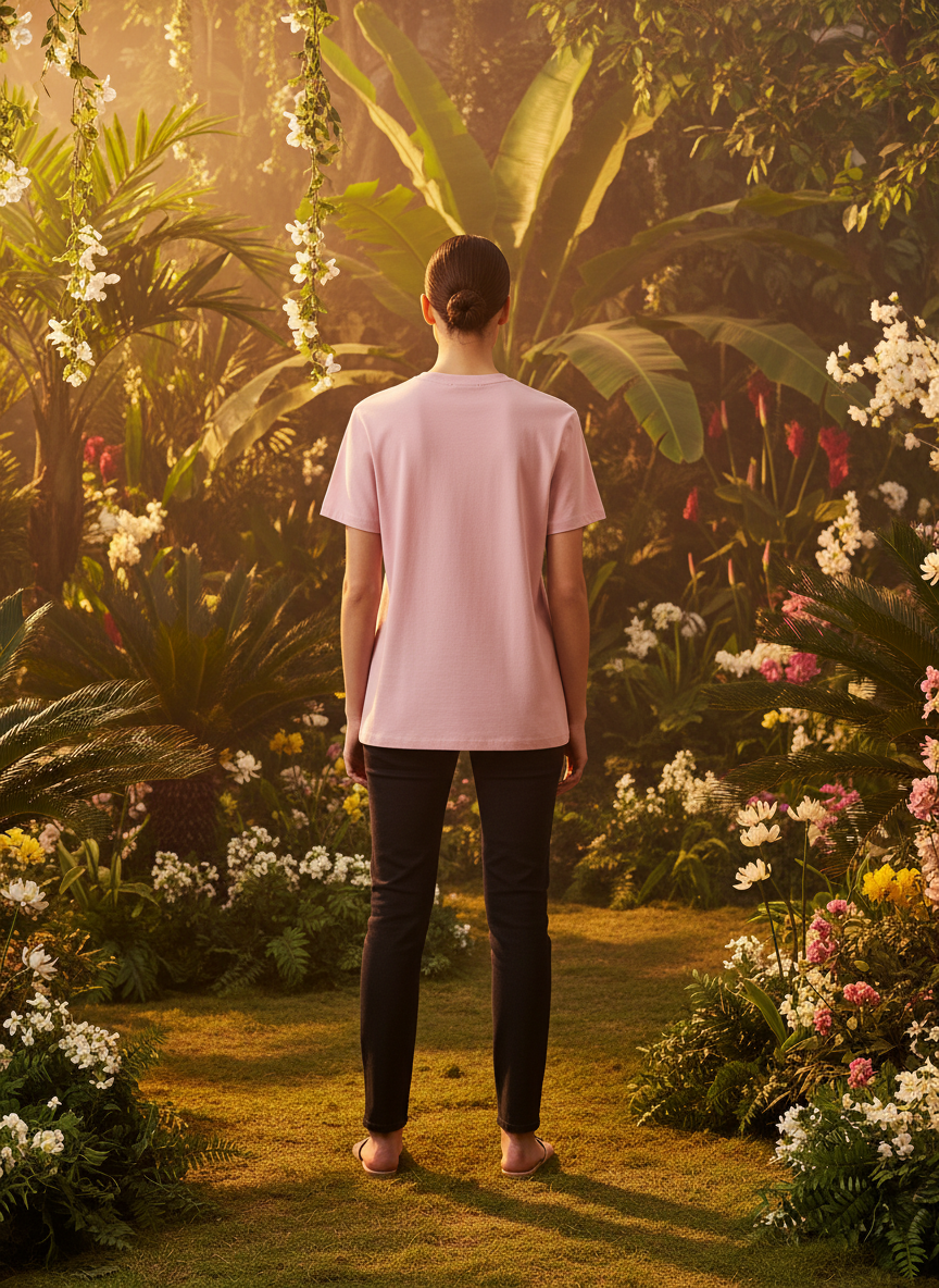 Women's Everyday Essential Crew Neck T-Shirt-Soft Pink