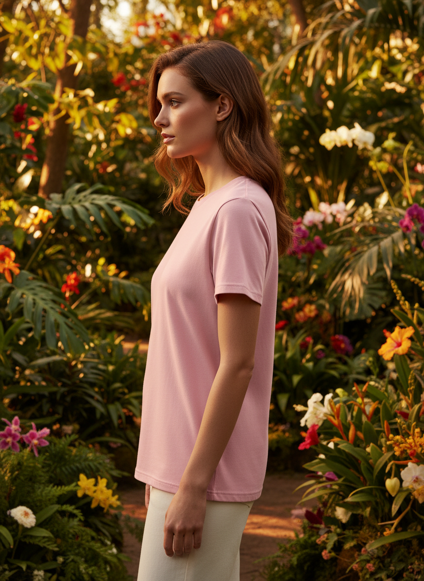 Women's Everyday Essential Crew Neck T-Shirt-Soft Pink