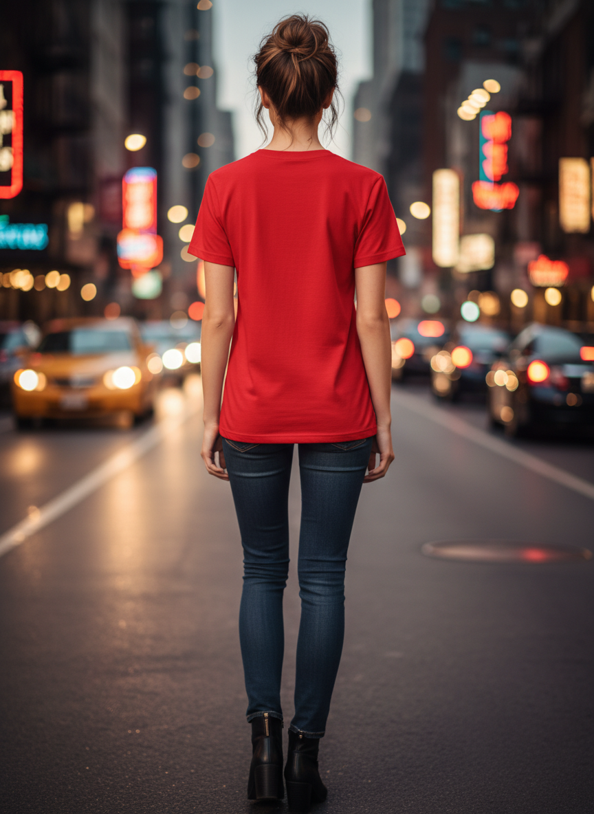 Women's Everyday Essential Crew Neck T-Shirt-Bright Red