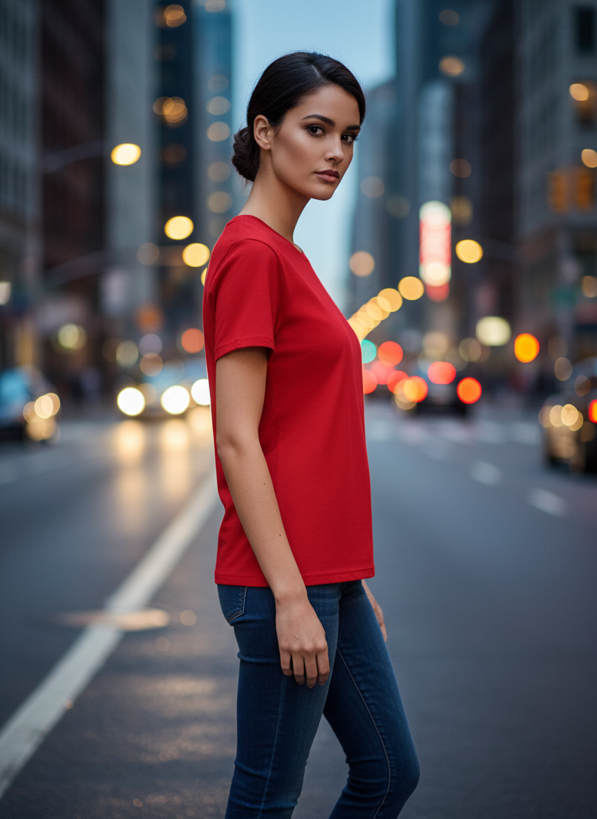 Women's Everyday Essential Crew Neck T-Shirt-Bright Red