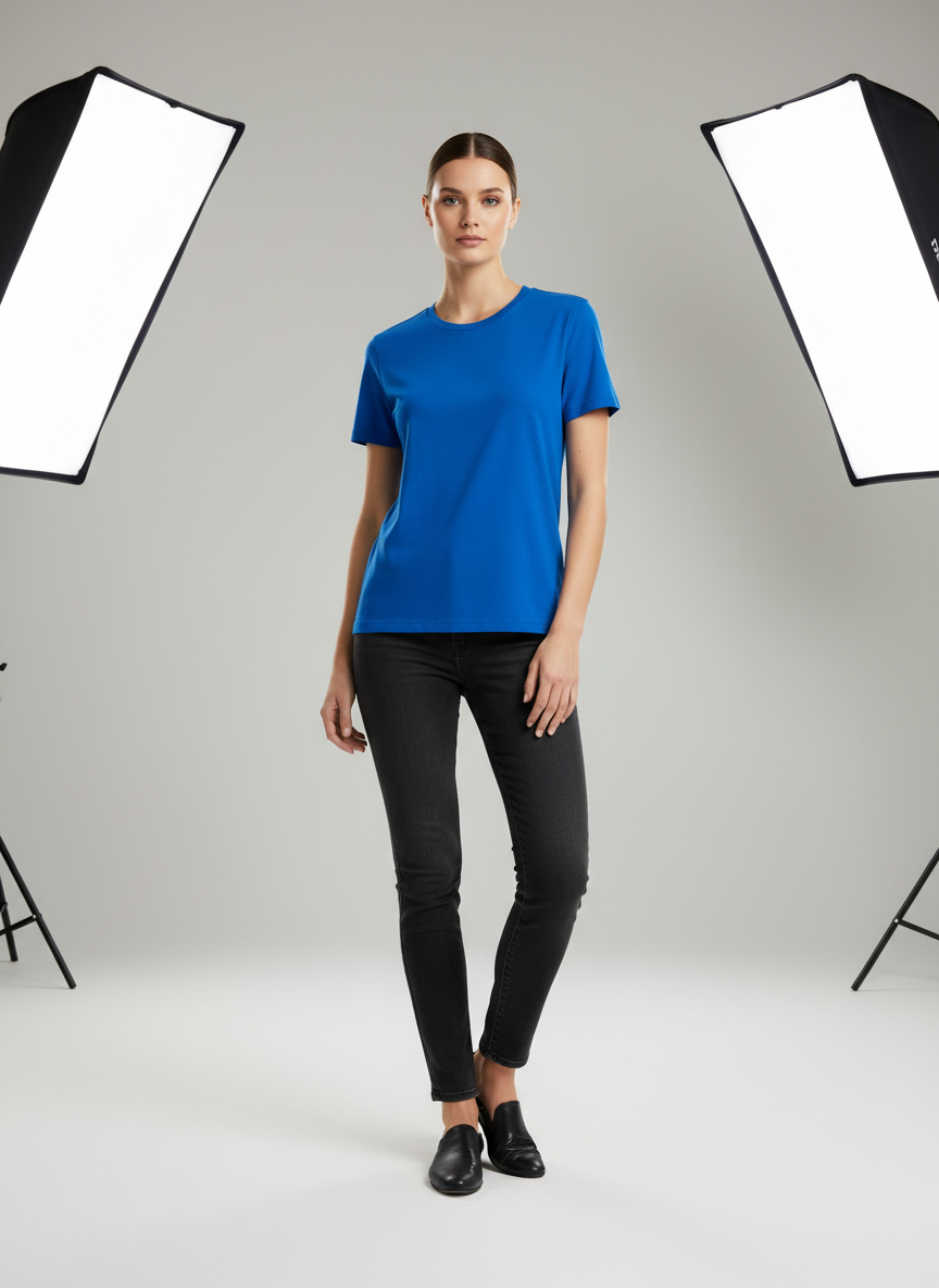 Women's Everyday Essential Crew Neck T-Shirt-Royal Blue