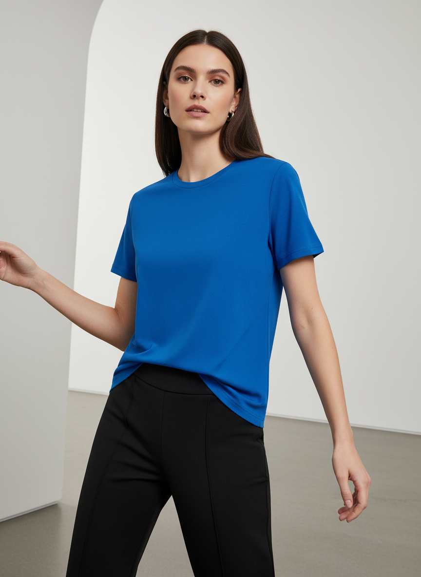 Women's Everyday Essential Crew Neck T-Shirt-Royal Blue