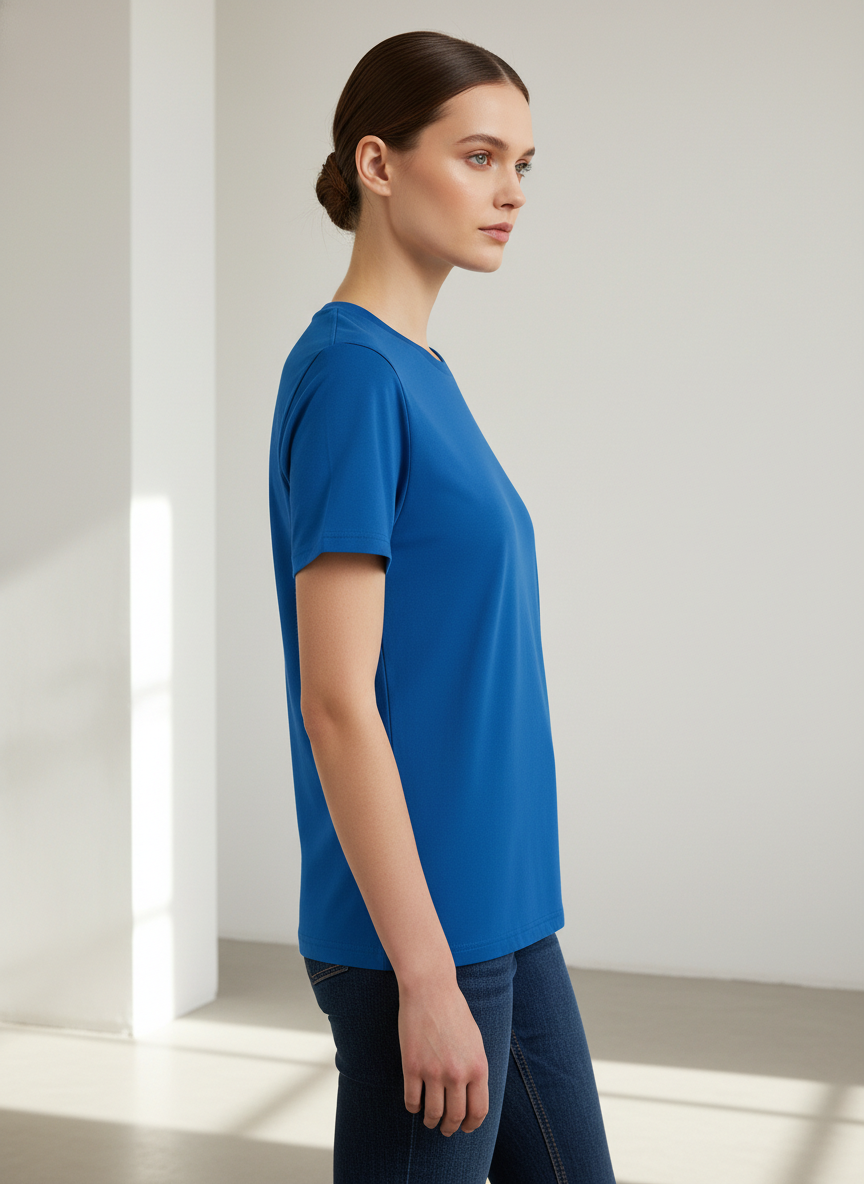 Women's Everyday Essential Crew Neck T-Shirt-Royal Blue