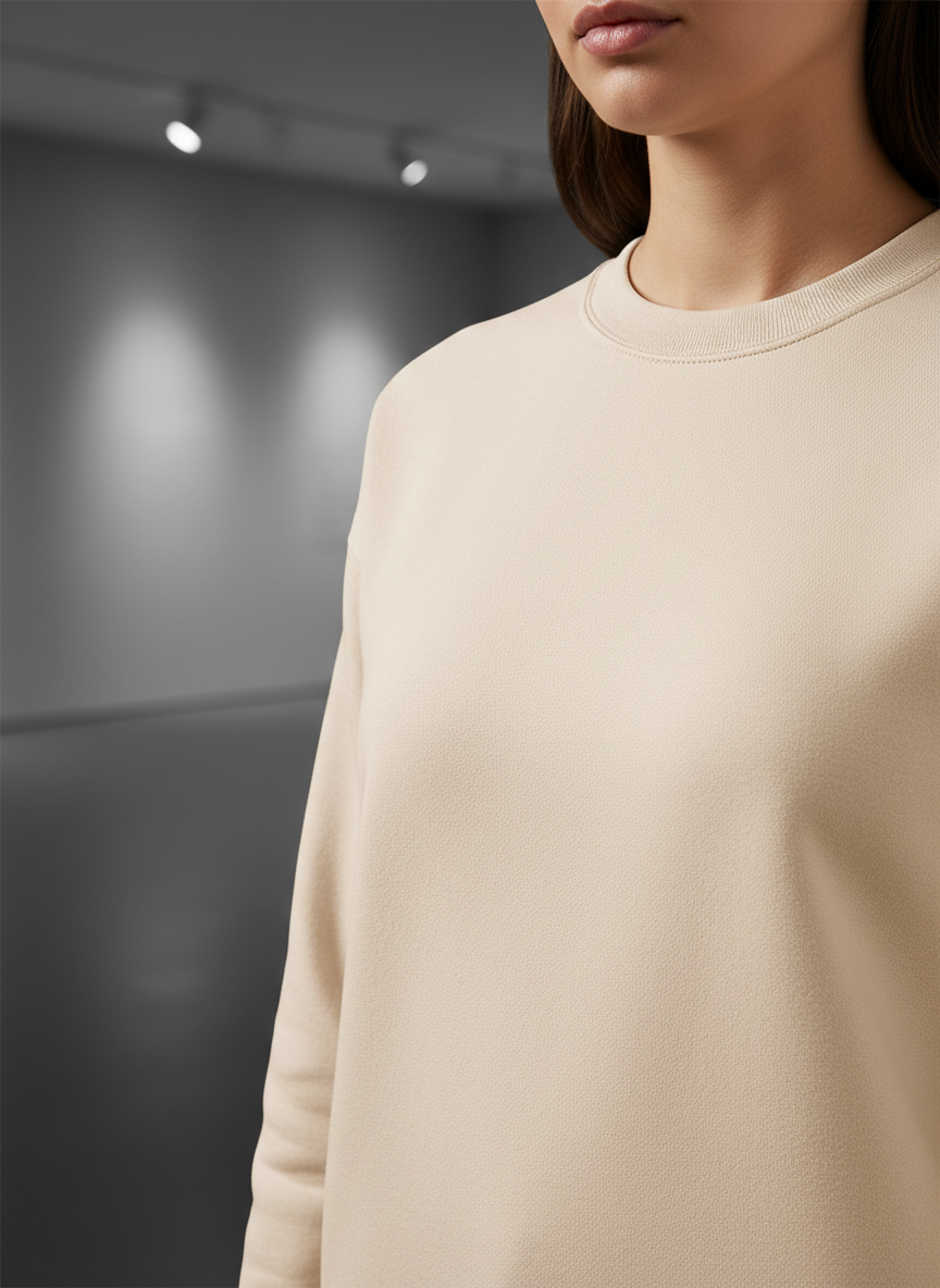 Women’s Classic Crewneck Sweatshirt in Beige