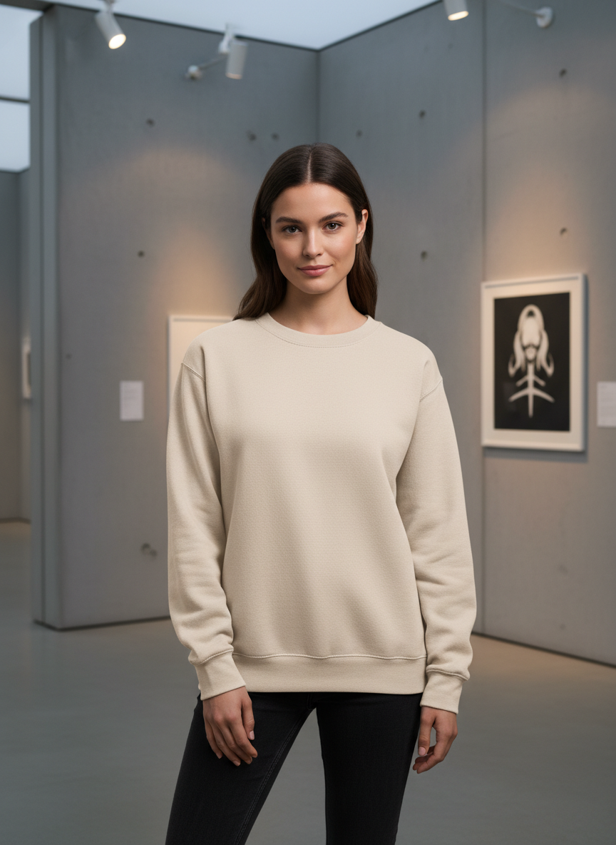 Women’s Classic Crewneck Sweatshirt in Beige