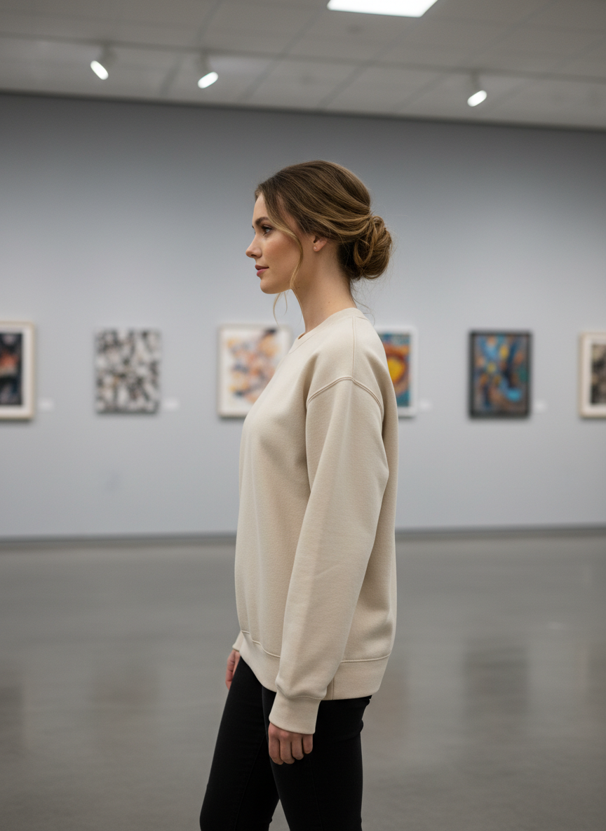 Women’s Classic Crewneck Sweatshirt in Beige