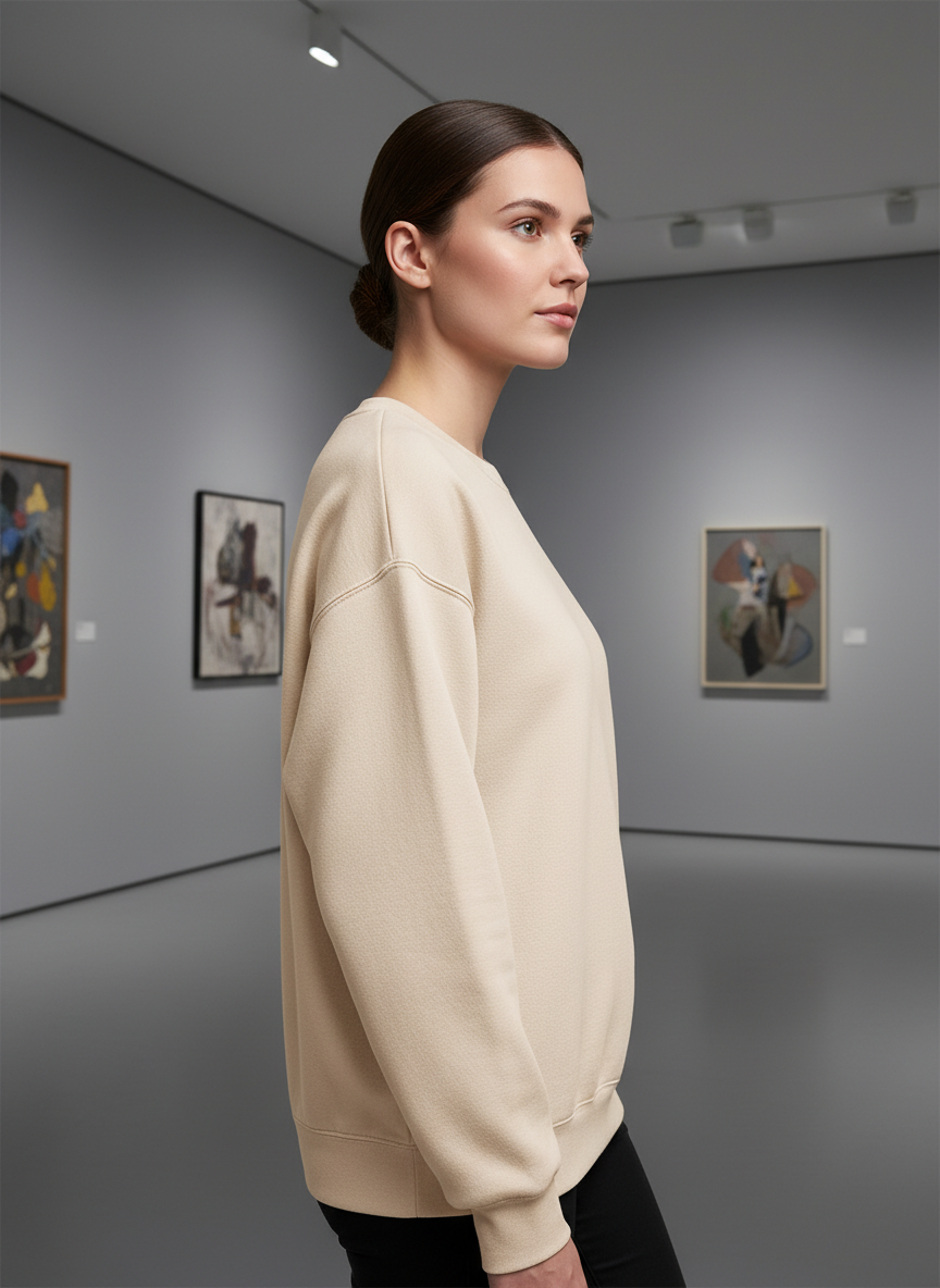 Women’s Classic Crewneck Sweatshirt in Beige