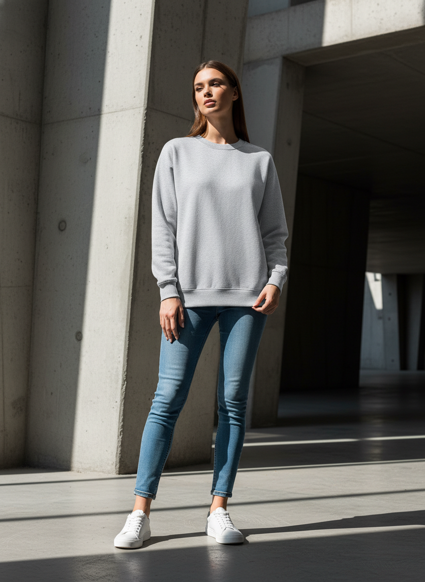 Women’s Classic Crewneck Sweatshirt in Grey