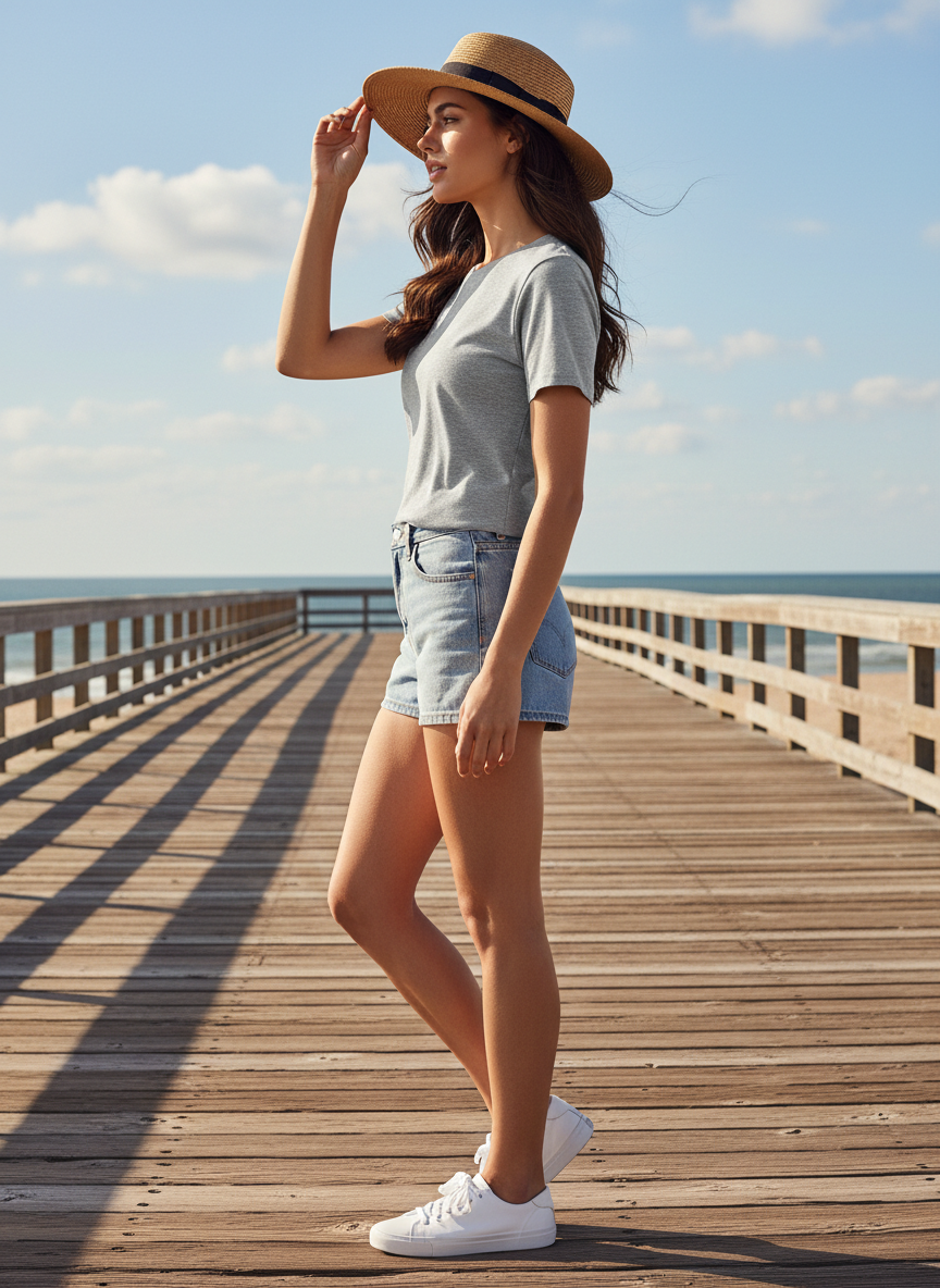 Women's Everyday Essential Crew Neck T-Shirt-Sports Grey