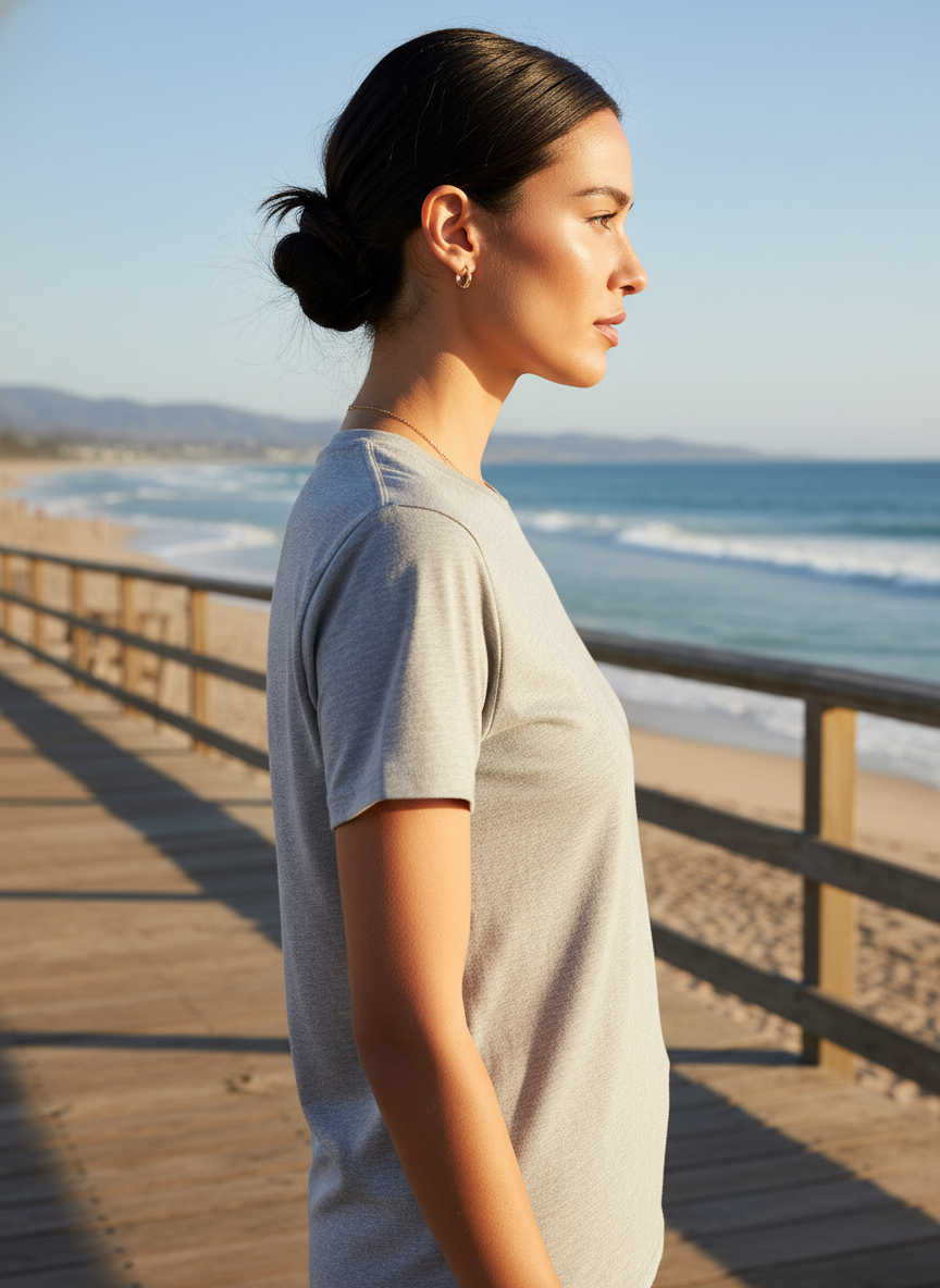 Women's Everyday Essential Crew Neck T-Shirt-Sports Grey