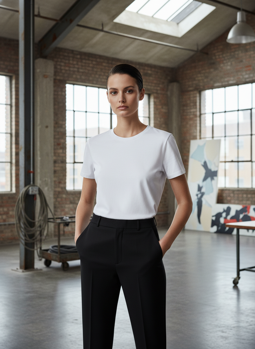 Women's Everyday Essential Crew Neck T-Shirt-Bright White