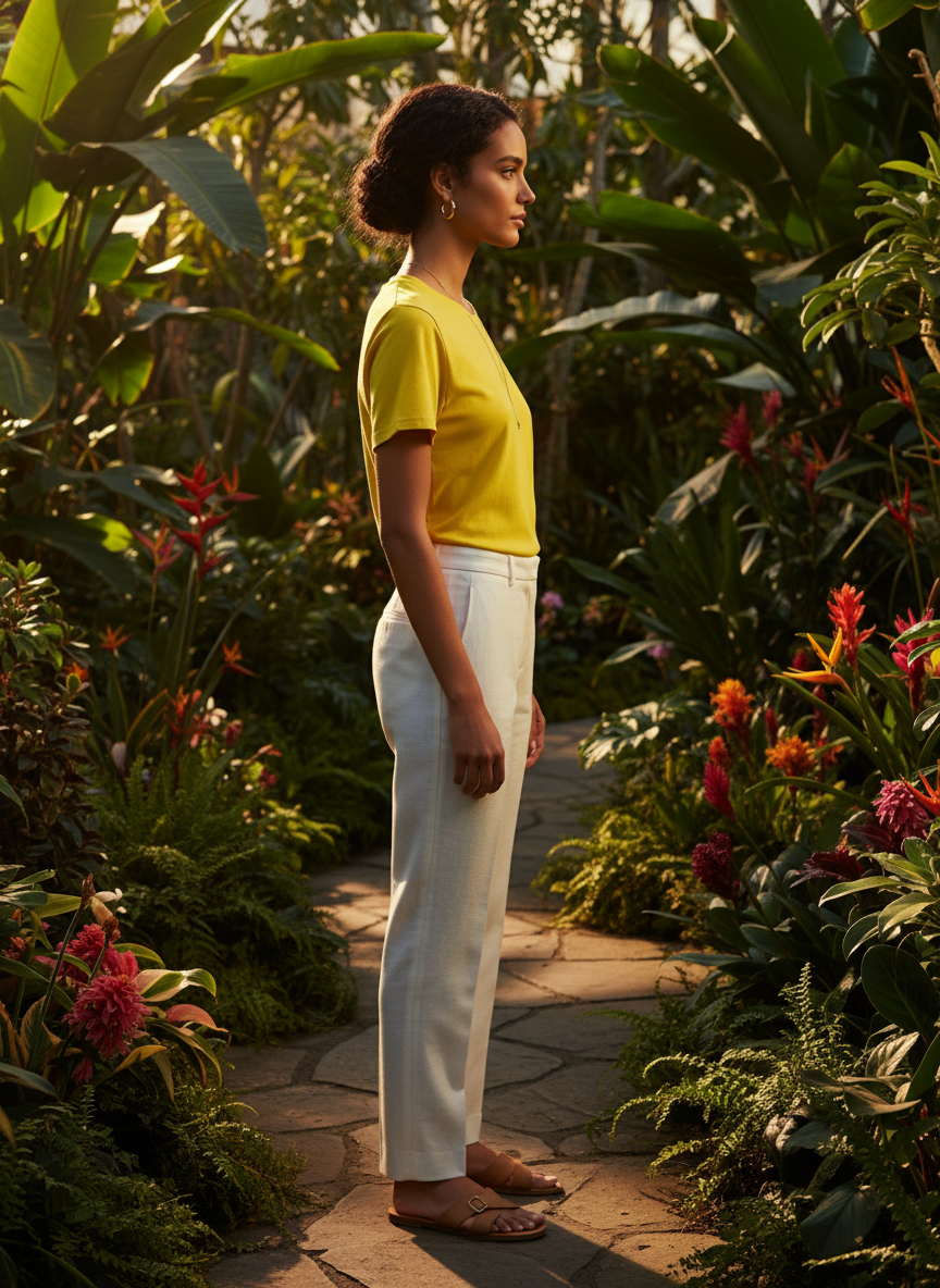 Women's Everyday Essential Crew Neck T-Shirt-Bright Yellow