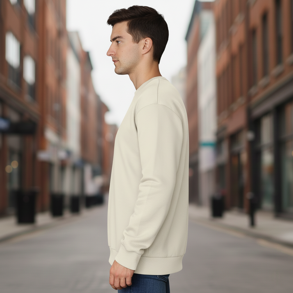 Men’s Classic Crewneck Sweatshirt in Beige