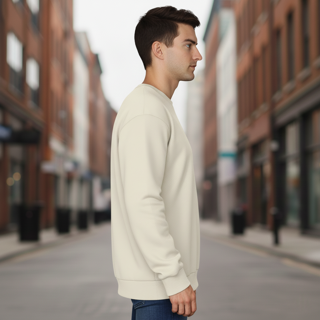 Men’s Classic Crewneck Sweatshirt in Beige