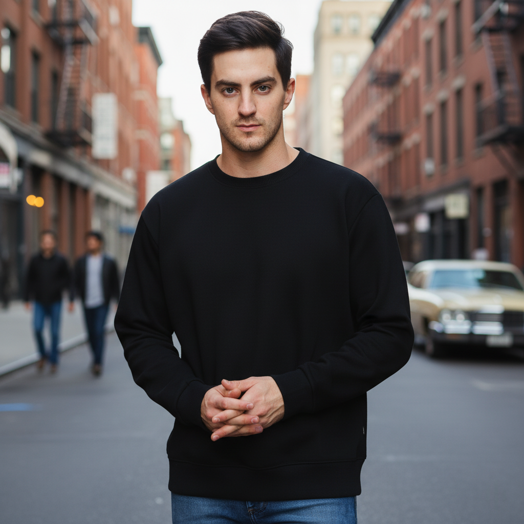 Men’s Classic Crewneck Sweatshirt in Black