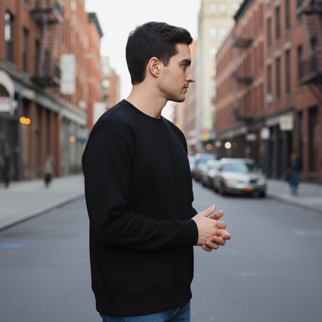 Men’s Classic Crewneck Sweatshirt in Black
