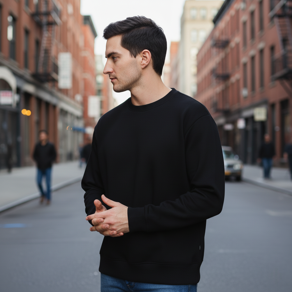 Men’s Classic Crewneck Sweatshirt in Black