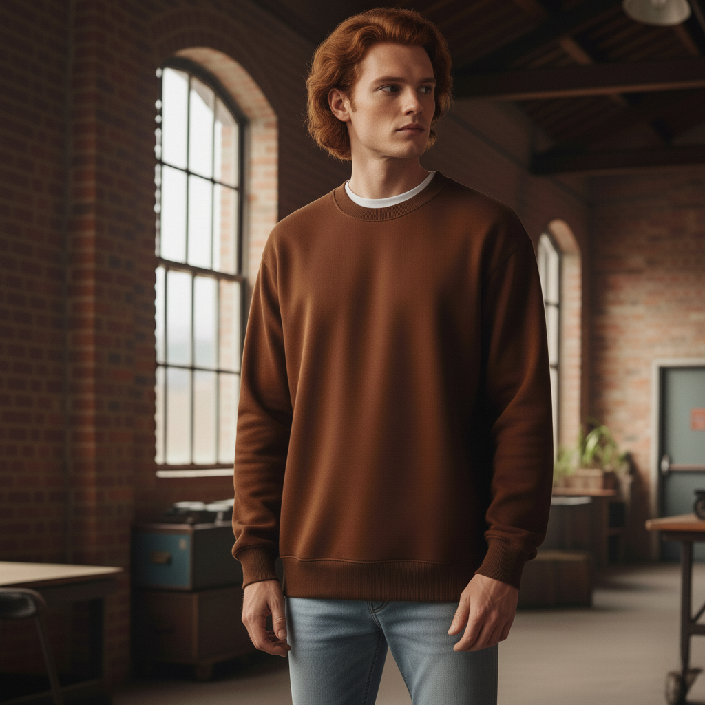 Men’s Classic Crewneck Sweatshirt in Brown