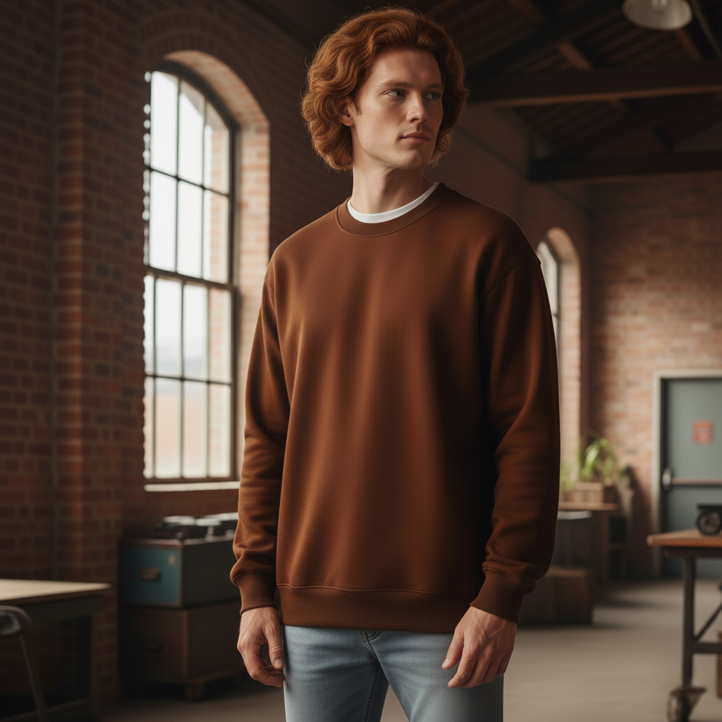 Men’s Classic Crewneck Sweatshirt in Brown