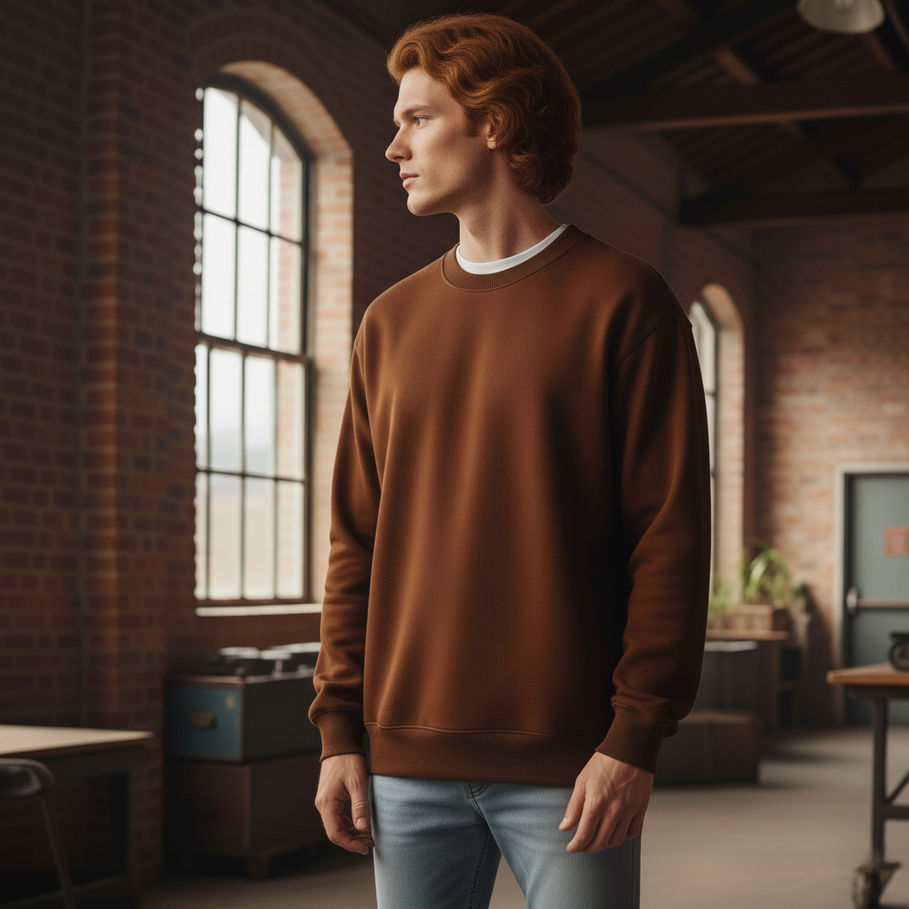 Men’s Classic Crewneck Sweatshirt in Brown