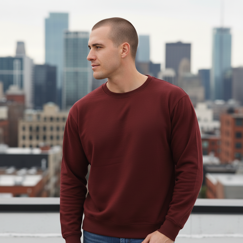 Men’s Classic Crewneck Sweatshirt in Maroon