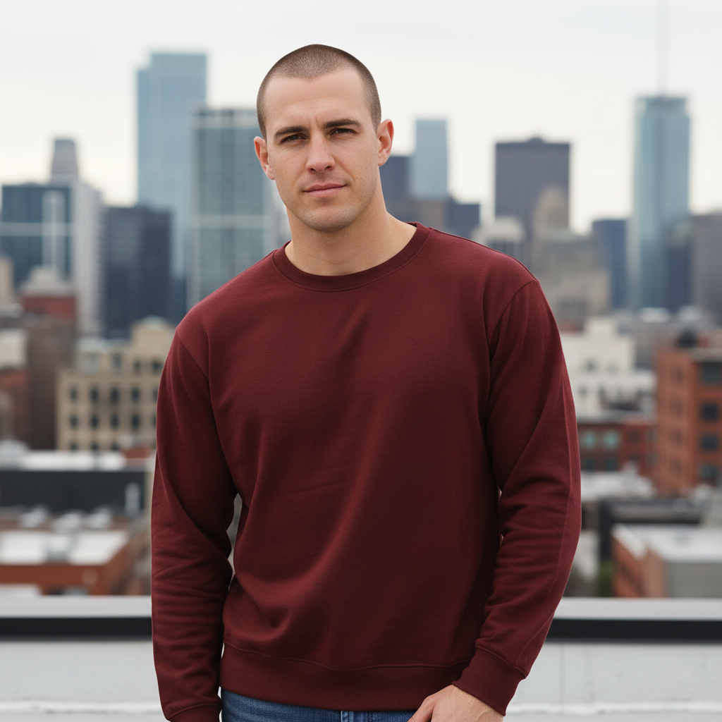 Men’s Classic Crewneck Sweatshirt in Maroon