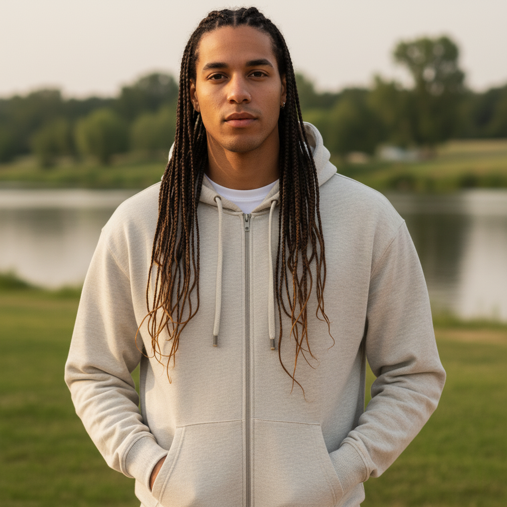 Men's Classic Beige Zipper Hoodie