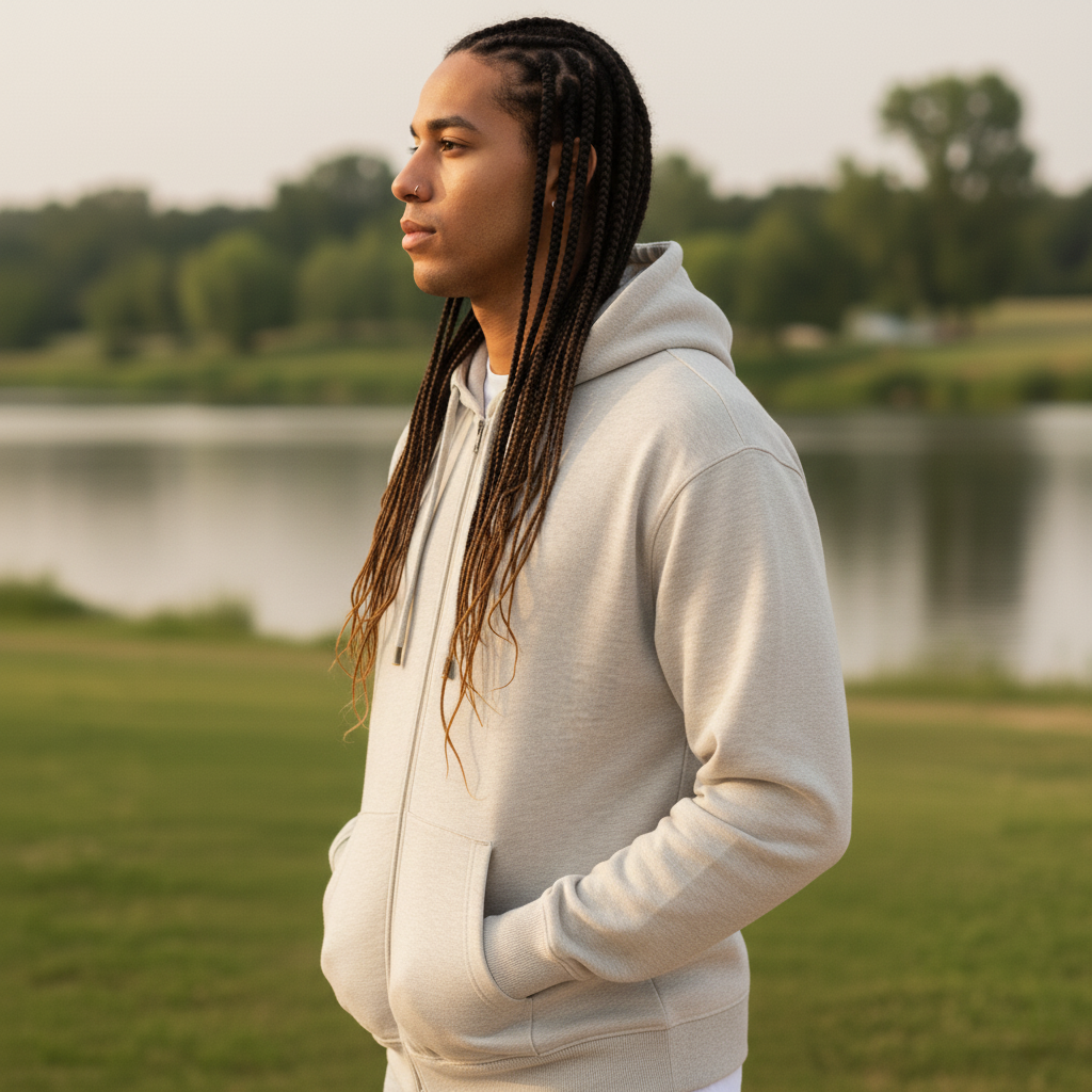 Men's Classic Beige Zipper Hoodie